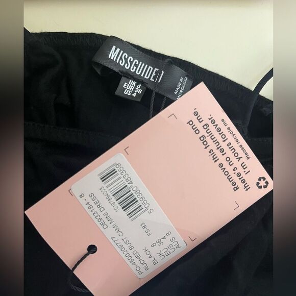 NWT Missguided ruched bust cami dress size 4 black - Picture 2 of 3
